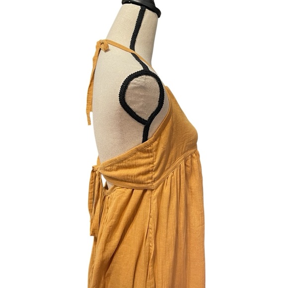 House of Harlow 1960 Mustard Yellow Halter Tie Hippie Boho Summer Maxi Dress S - Picture 6 of 13